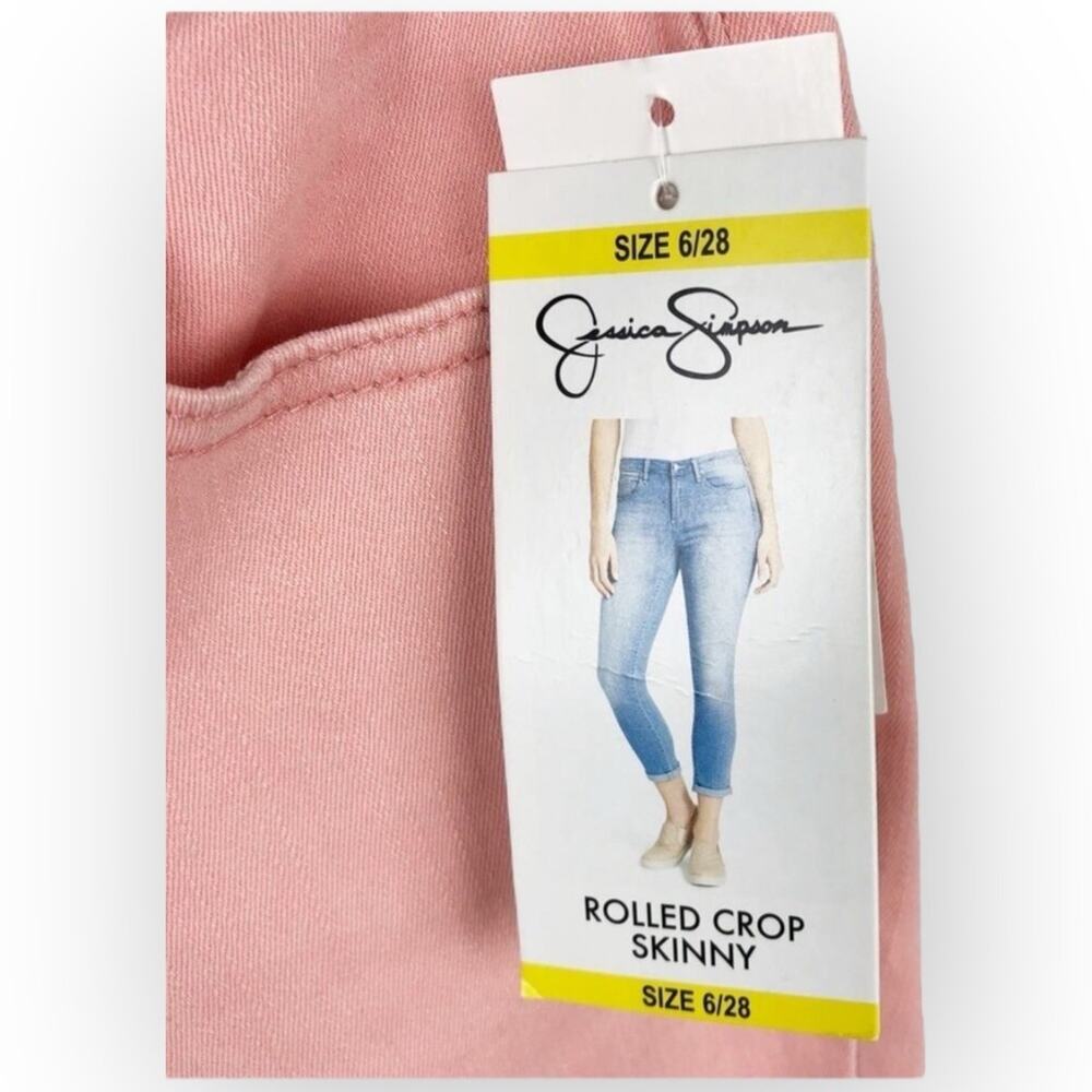 Jessica Simpson Rolled Crop Skinny Jeans Pink Size 6 - Picture 4 of 11
